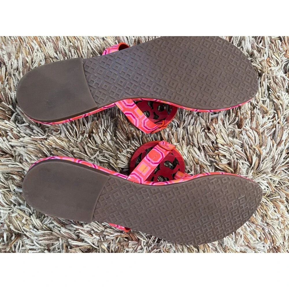 Tory Burch Miller Sandals Flip Flop Orange Coral Pink Thong Size 8.5